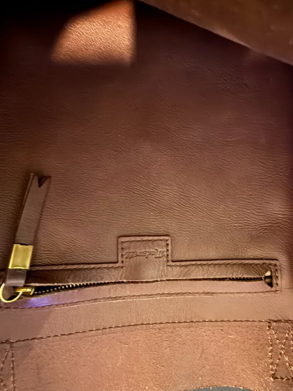 Madewell Brown Leather Tote Bag Large Open Top Shopper - Picture 4 of 4